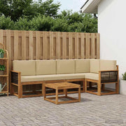 Set di divani da esterno 6 pz Naturale e Beige 3385234