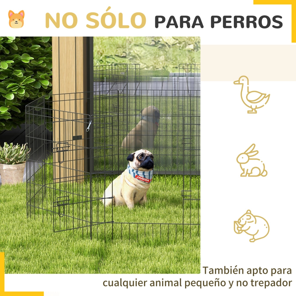 Recinto per Cani 8 Pannelli ¨C Minimal ¨C Nero 76x61 cm