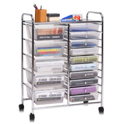Carrello con 15 Cassetti Impilabili, Carrello di Stoccaggio con Ruote, Carello Portaoggetti per Casa e Ufficio, 62,5 x 37 x 87 cm (Chiara)