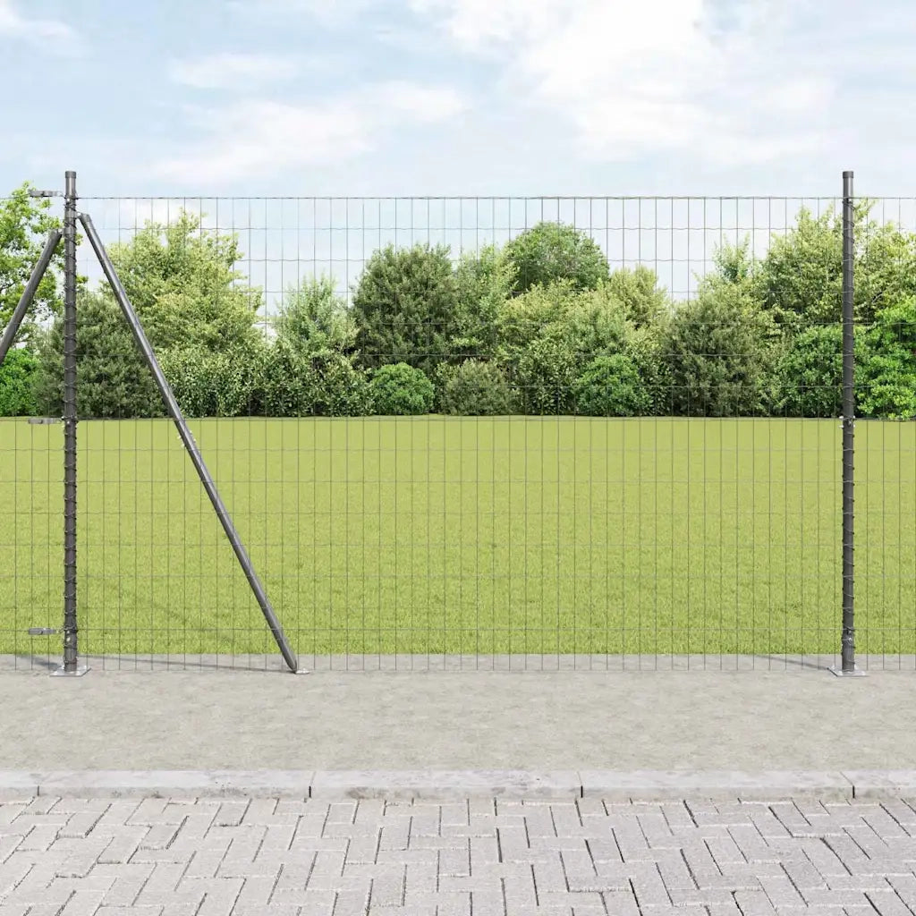 Recinzione con Posto Grigio 1,5 x 10 m Acciaio e PVC 3350913
