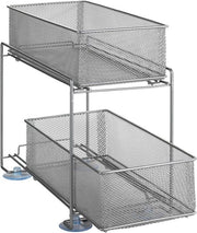 Organizzatore di cucina con 2 ante e cassettoni estratti, scaffale di archiviazione spazievole in argento grigio