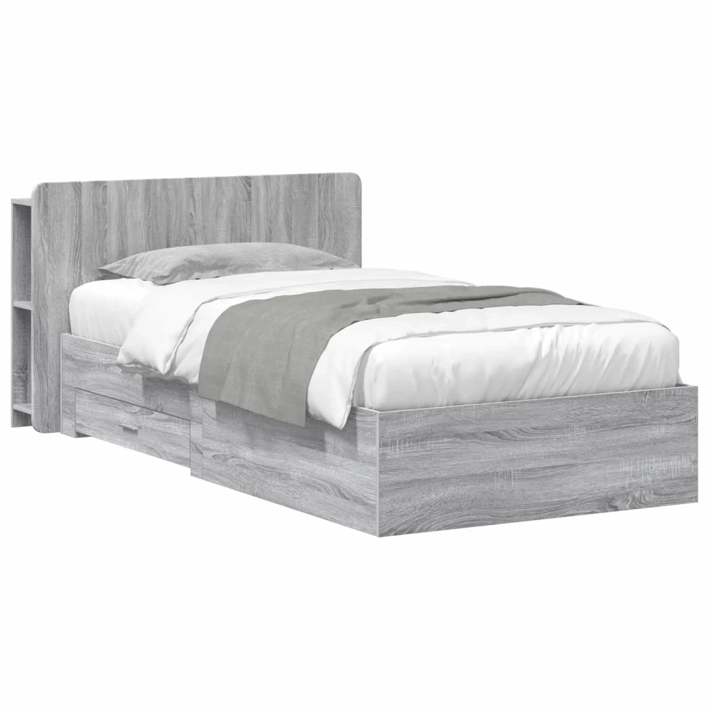 Telaio del letto con storage Sonoma grigio 75 x 190 cm 3433698