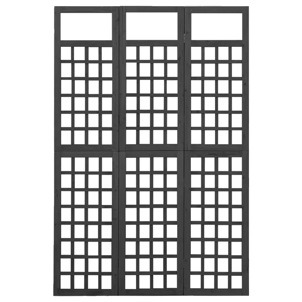 Divisorio a 3 Pannelli-Set di 3 pannelli Paravento in Legno di Abete Nero 121x180 cm