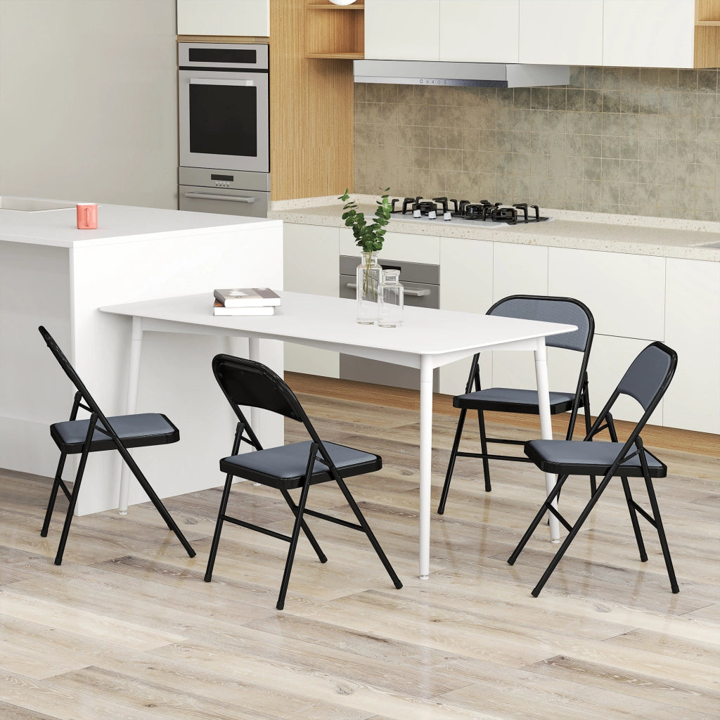 Set 4 Sedie Pieghevoli da Pranzo ¨C Xylo ¨C Struttura Metallo Grigio 45x46x78cm