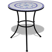 Set da Bistrot 3 pz | Set Salotto da Giardino in Piastrelle di Ceramica Blu e Bianco