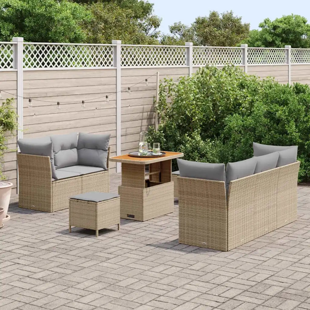 Set Divano da Giardino con cuscino 8 pcs beige e grigio chiaro 3363382