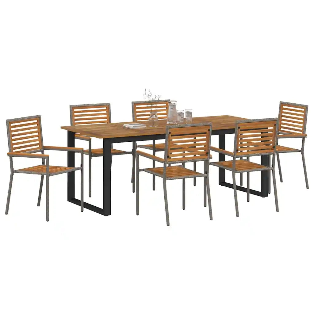 Set da Pranzo per Giardino 7 pcs Grigio