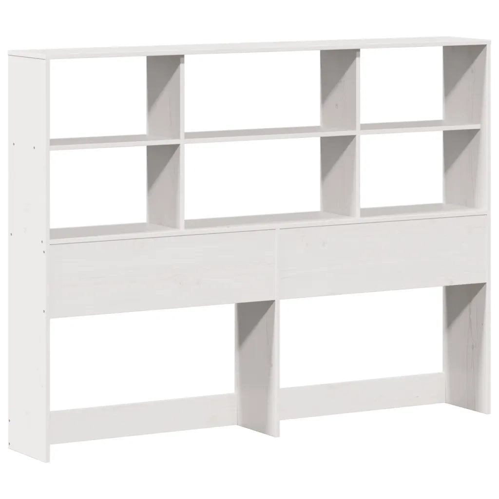 Testiera con Ripiani Bianca 160 cm in Legno Massello di Pino 855655