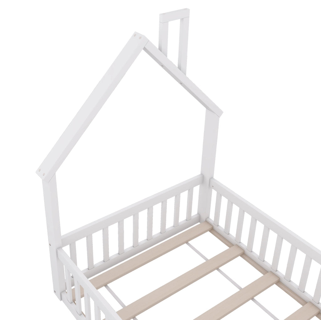 Letto per bambini 90x200 cm con design a casetta e sponde di sicurezza
