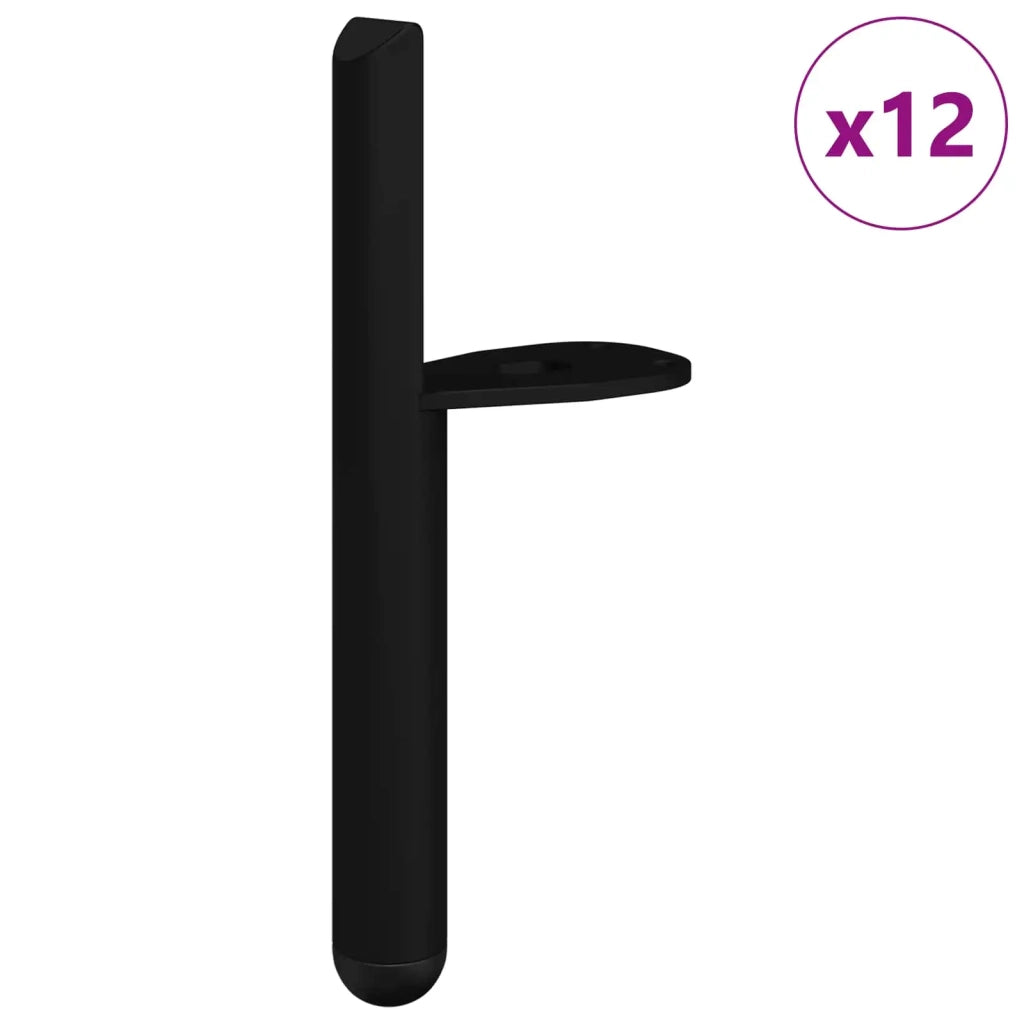 Piedini per mobili 12 pcs Nero 66 x 36 x 160 mm Ferro 864791