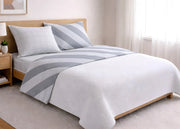 Completo Lenzuola Letto In 100% Cotone Made Italy Disegno Elite - Piazza E Mezza - Grigio