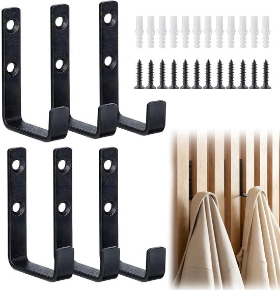 Haken 6 Stuks - Materiali in Acciaio Inox - Haken per Abbigliamento - Haken per Parete - Haken per Pannelli Acustici - Capacità di Sollevamento 10 kg