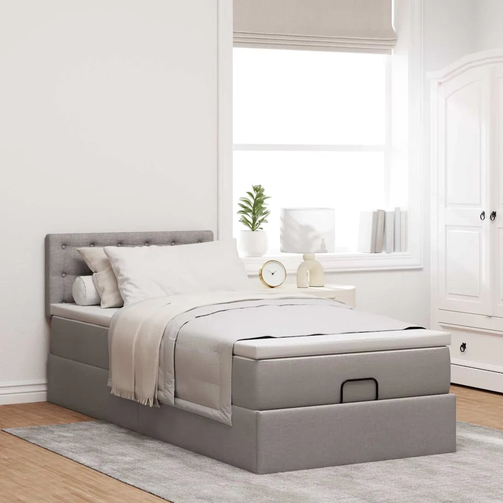 Struttura Letto Pouf con Materasso Tortora 80x200 cm in Tessuto 3312433