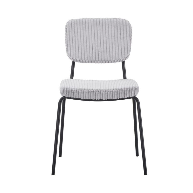 Sedia Juno in tessuto colore grigio chiaro e struttura in metallo nero set 4 pezzi