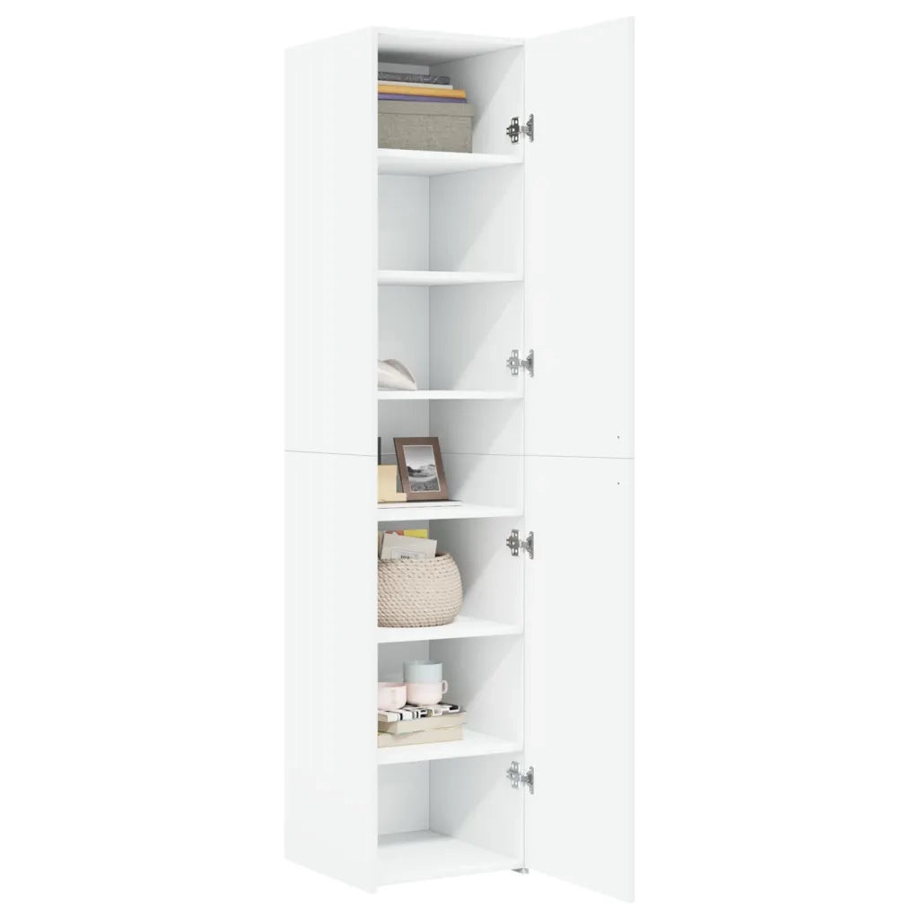 Credenza Bianca 40x42,5x185 cm in Legno Ingegnerizzato