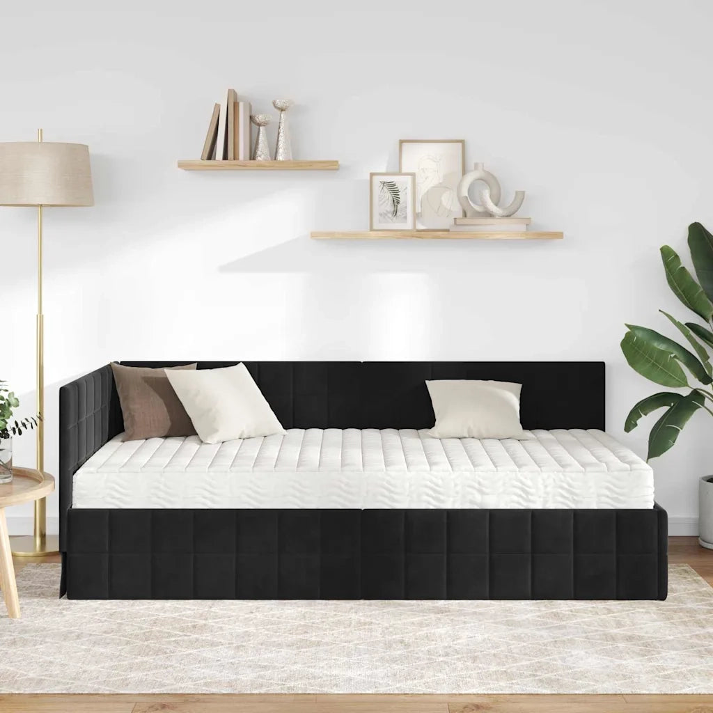 Struttura Letto Angolare con Materasso 2 pcs Nero Velluto 3393953
