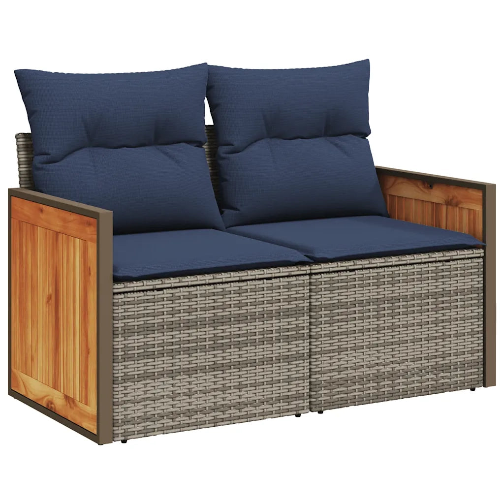 Set Divani da Giardino 11 pz con Cuscini Grigio in Polyrattan 3228014