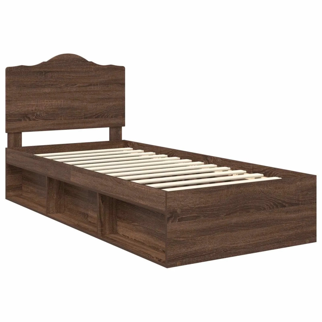 Letto singolo | Letto per adulti | Struttura del letto Rovere Marrone 90 x 200 cm Pino massello