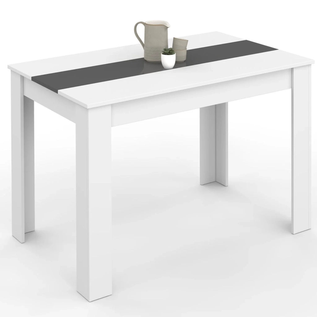 IDMarket - Tavolo da pranzo rettangolare ROZY 4 persone bianco e grigio 110 cm