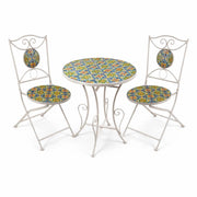 MA MAISON SET TAVOLO E 2 SEDIE PIEGHEVOLI DA GIARDINO IN METALLO CON MOSAICO SET 3 PEZZI