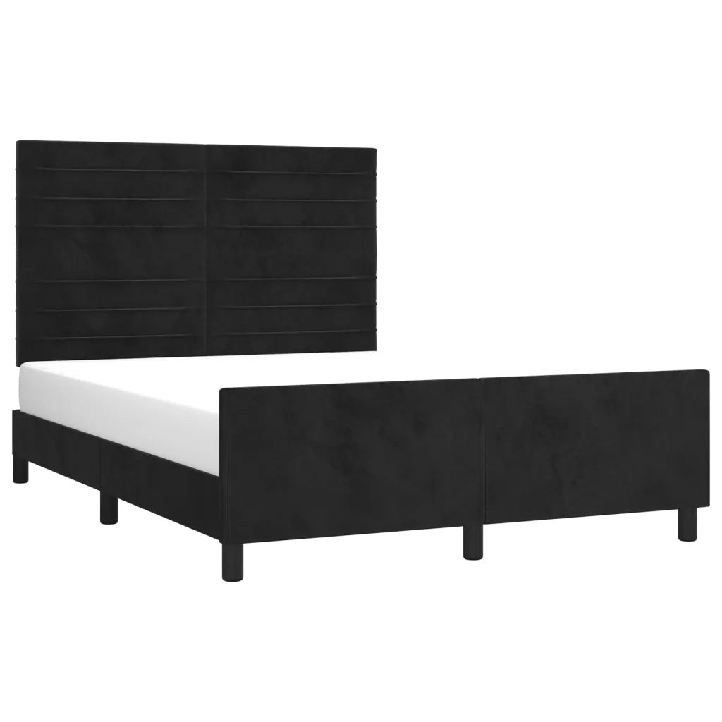 Letto matrimoniale | Letto per adulti | Giroletto senza Materasso Nero 140x200 cm in Velluto