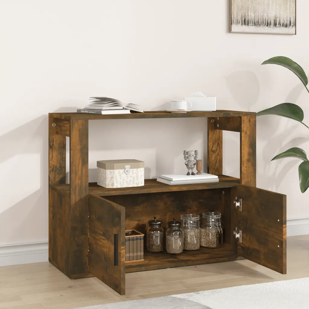 Credenza-Buffet-Armadio da cucina Rovere Fumo 80x30x60 cm in Legno Multistrato
