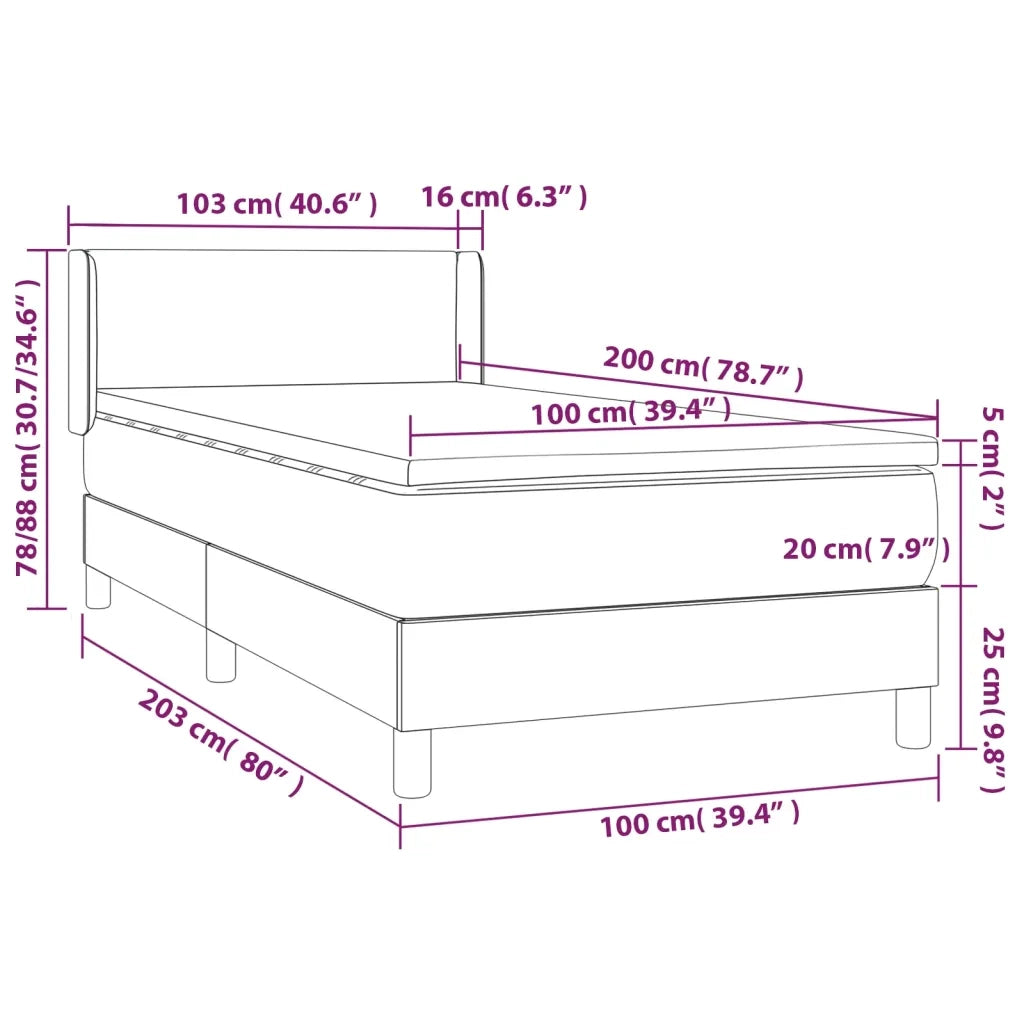 Giroletto a Molle con Materasso Rosa 100x200 cm in Velluto