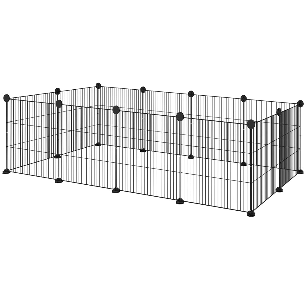 Recinto per Animali Modulabile ¨C zephmum ¨C Nero, Metallo e ABS, 140x70x35 cm