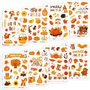 Sticker di Foglie d'Autunno - Sticker per Ringraziamento - 16 fogli - Animali - Zucca - Foglia di Quercia - Decorazione d'Autunno - Adatto per Decorazione di Casa.