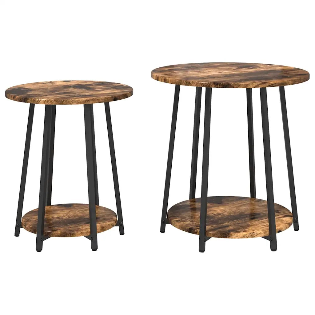 Set tavolini con lo scaffale 2 pcs Rovere Affumicato e Nero 869704