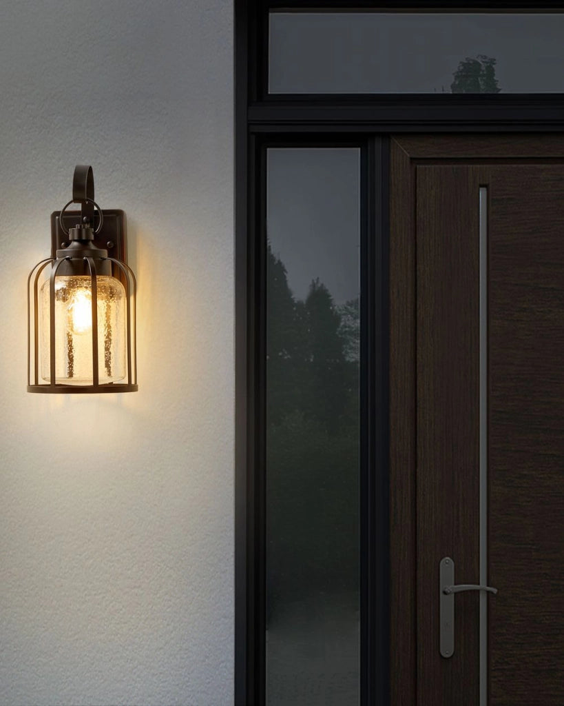 Lampada da parete esterna in metallo nero e vetro 36 cm stile retrò giardino esterno