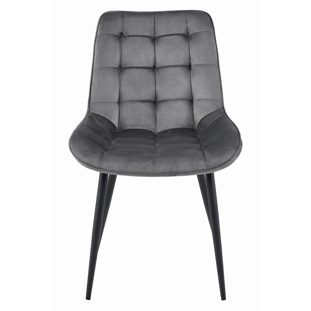 Sedia Bera in velluto grigio scuro e metallo nero