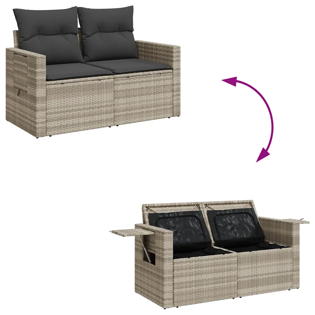 Set Divano da Giardino 8pz con Cuscini Grigio Chiaro Polyrattan 3325538
