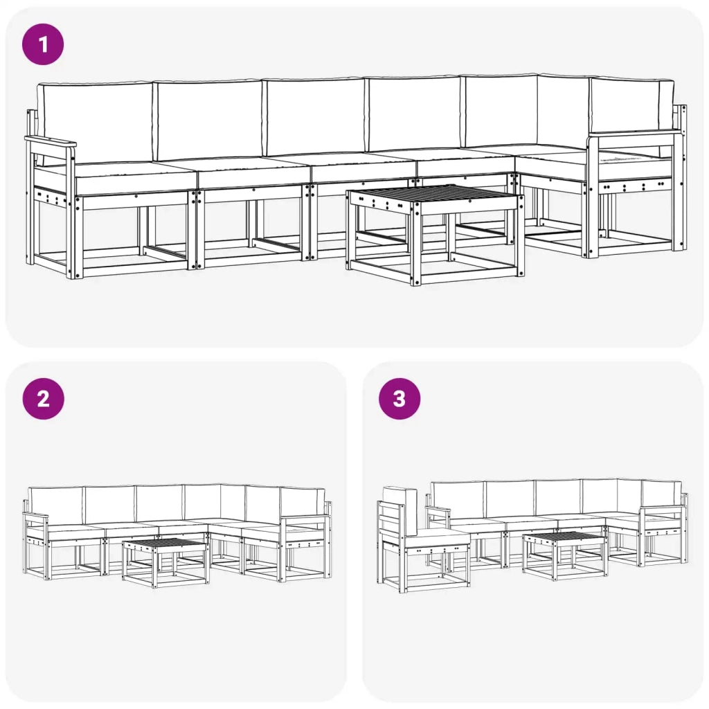 Set di divani da esterno 7 pz Bianco e Antracite Poliestere 3387726