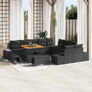 Set Divano da Giardino con cuscino 13 pcs Nero polyrattan