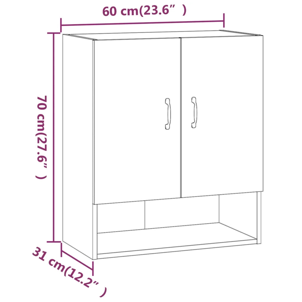 Mobile contenitore a parete 60 x 31 x 70 cm design elegante legno composito rovere Sonoma 02_0048047