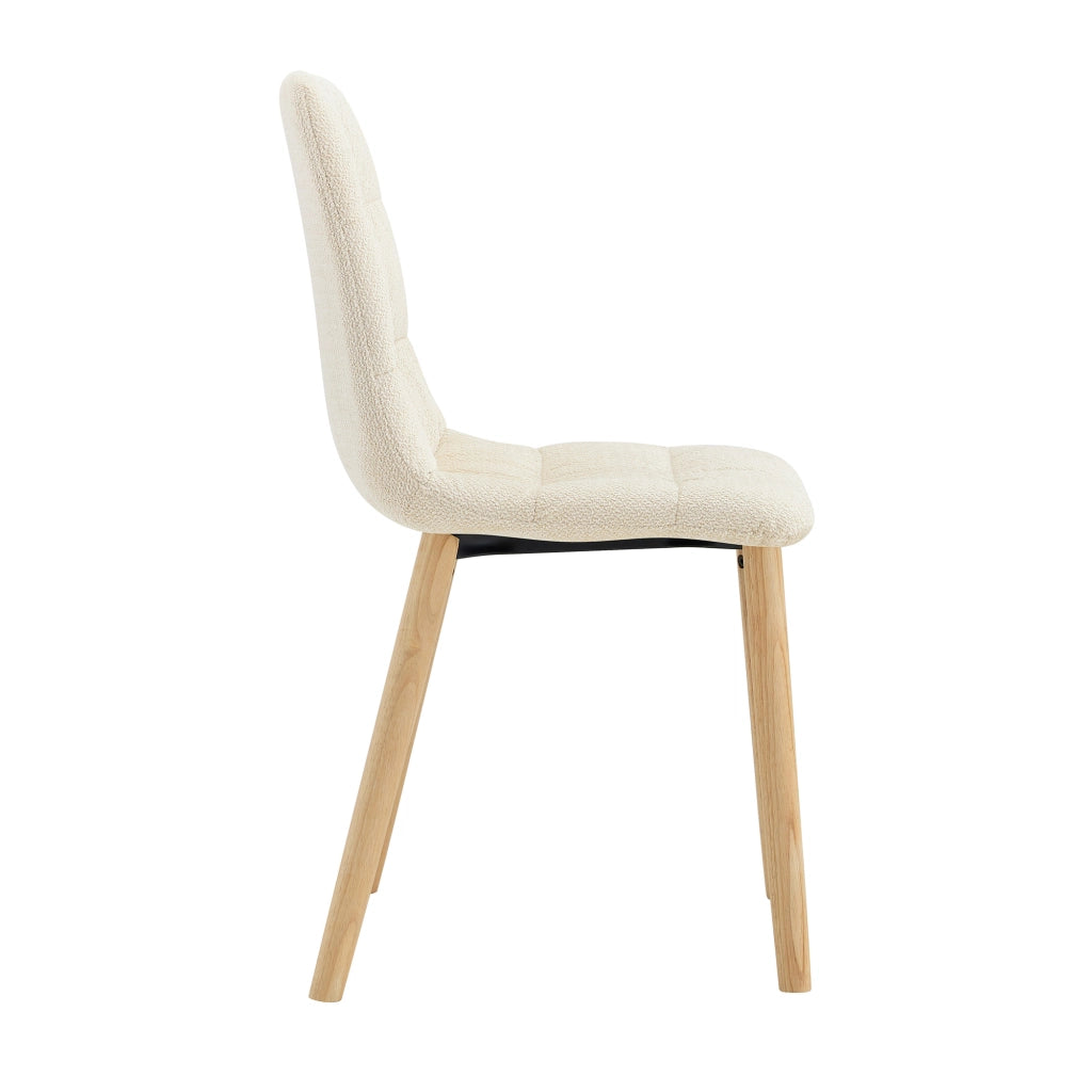 Sedie da Pranzo in Tessuto Bianco con Gambe in Legno Massello ¨C MINIMAL ¨C Set 2 Pezzi