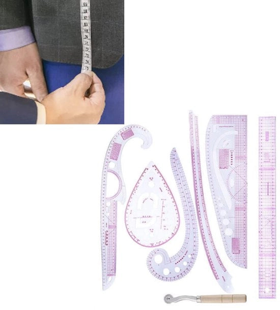 Set di righe per la sartoria 7 pezzi - Righe per la stoffa - Righe per i disegni - Righe per la taglieria - Righe per la cucitura - Materiale PVC, duraturo e flessibile - Set di righe per la sartoria