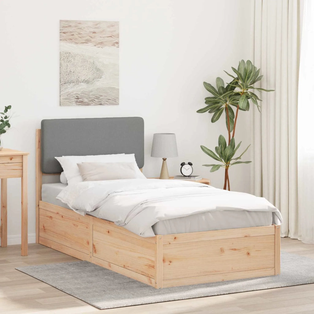 Letto singolo | Letto per adulti | Letto con Testiera Rivestita Grigio chiaro 90 x 190 cm
