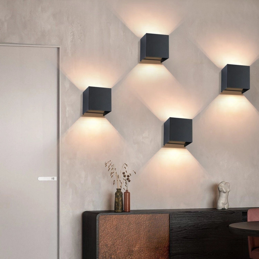 ZMH Applique da Muro Esterna LED Nera Up Down IP65 3000K per Scale