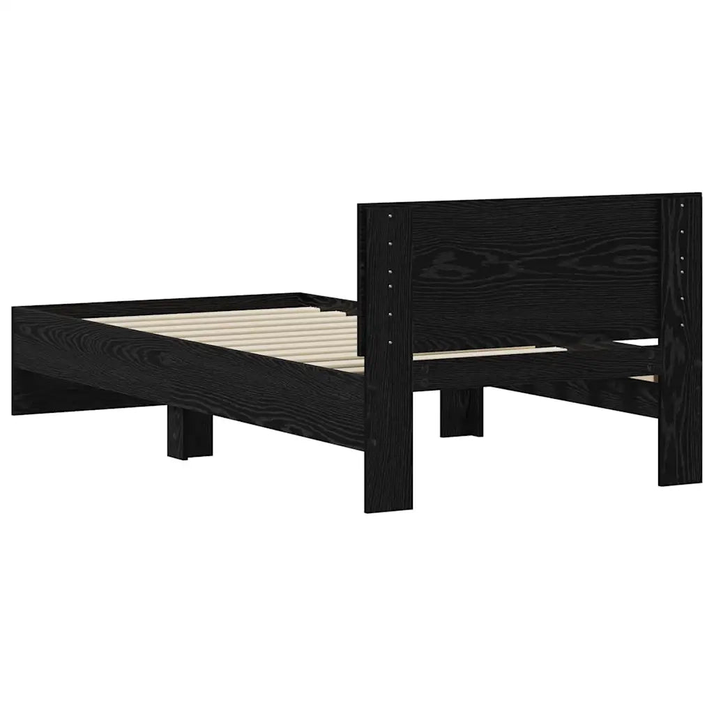 Letto singolo | Letto per adulti | Struttura del letto Rovere Nero 90 x 200 cm Legno multistrato