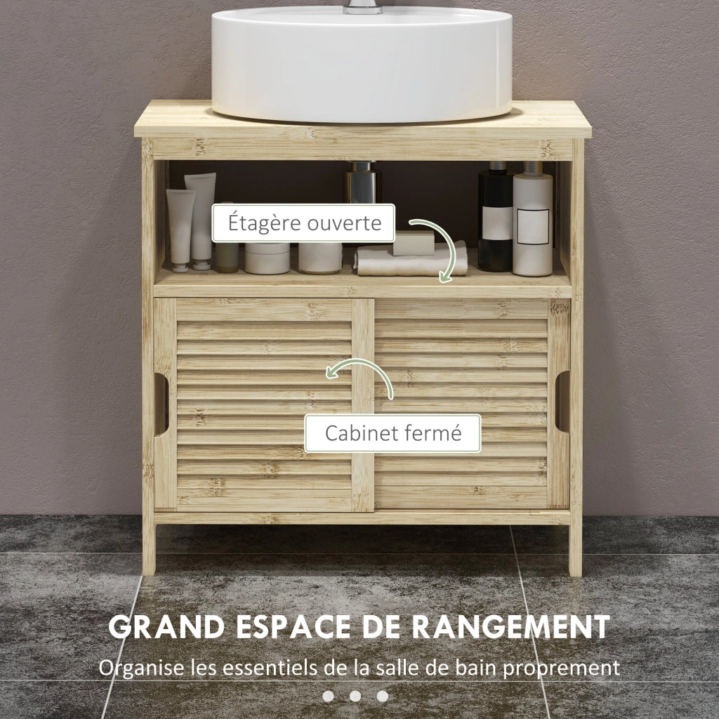 Mobile sottolavabo in bamb¨´ ¨C Xylo ¨C 2 ante, legno naturale, 60x30x60 cm