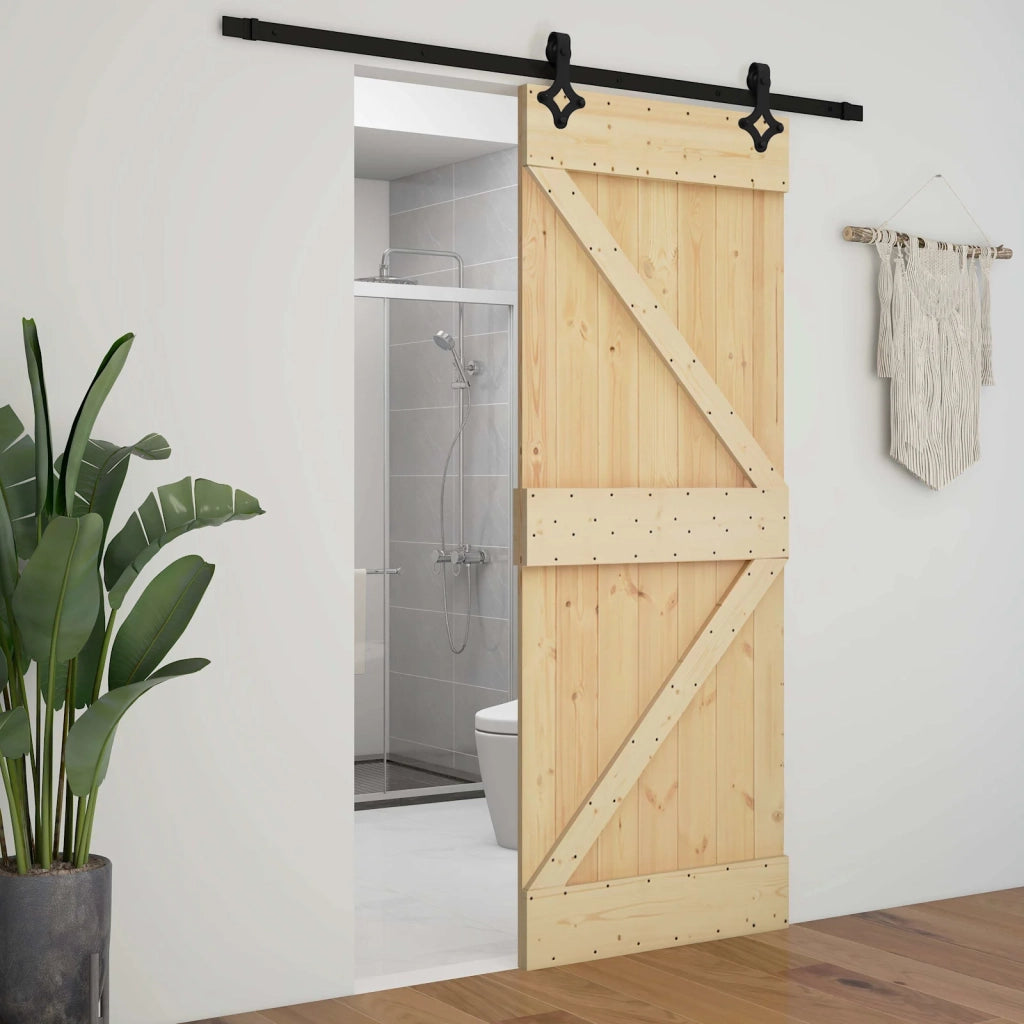 Porta scorrevole Naturale e Nero 100 x 210 cm 3444866