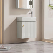 Mobile bagno con lavabo 46 cm; design tridimensionale; MDF bianco
