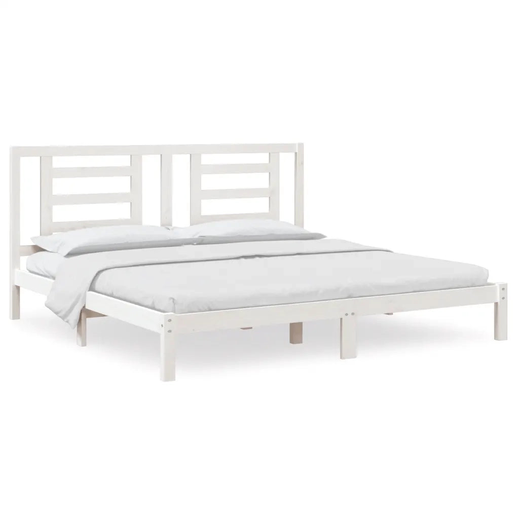 Letto matrimoniale | Letto per adulti | Giroletto senza Materasso Bianco 200x200 cm Legno Massello Pino