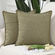 Set di 2 cuscini in lino a pois di poliestere, morbidi, decorativi per divano e camera da letto, copertura per cuscini, verde muschio 50x50 cm quadrato