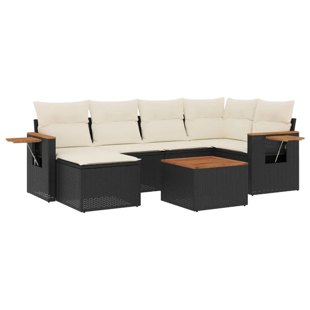 Set Divani da Giardino con Cuscini 7pz Nero Polyrattan 3259424