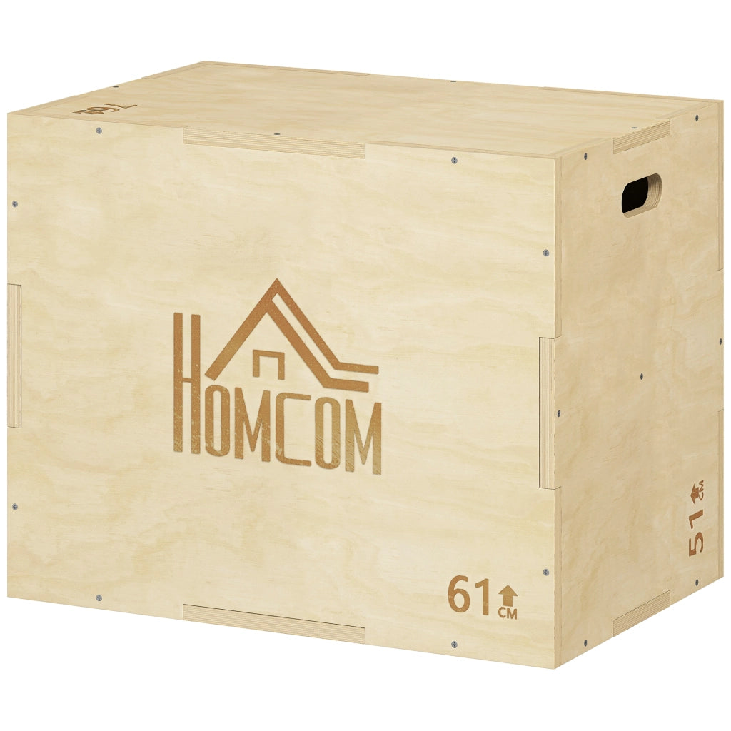 Plyo Box in Legno a 3 Altezze. Jumping Box Pliometrico Capacit¨¤ 120kg. 61x51x76cm