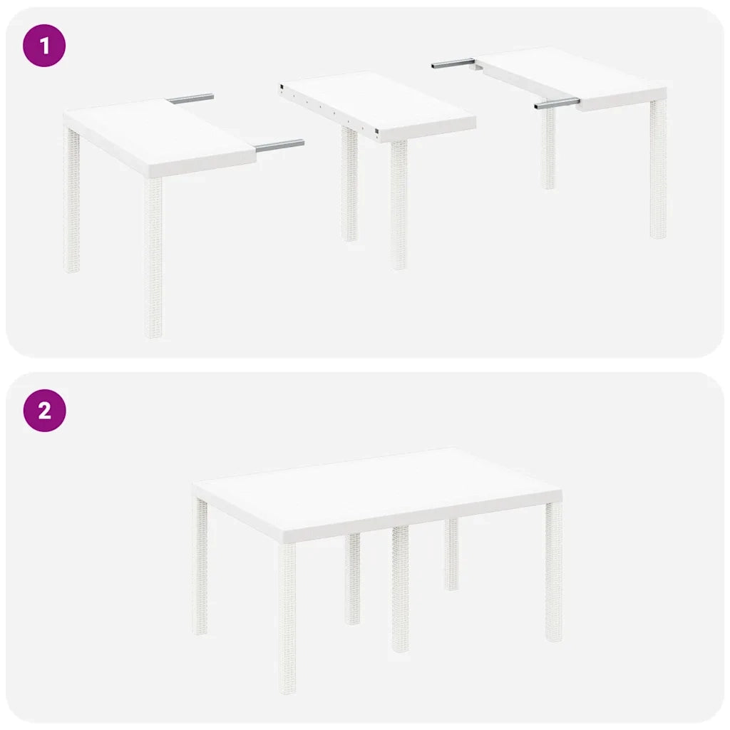 Set da Pranzo per Giardino 7 pcs Bianco Rattan Polt 3378566