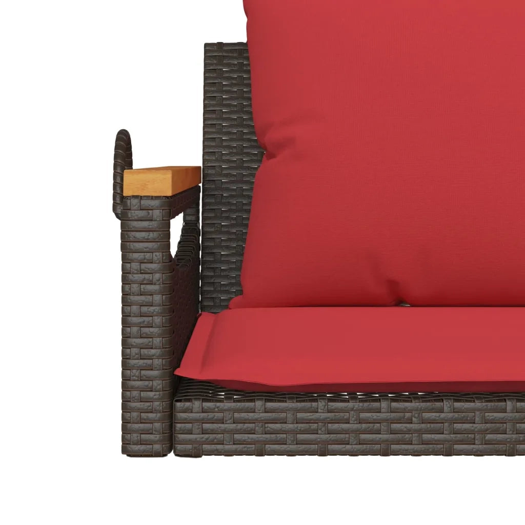 Panca da Giardino | Panchina Dondolo con Cuscini Marrone 109x62x40 cm in Polyrattan